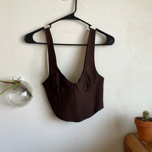 Brown Corset Crop Top